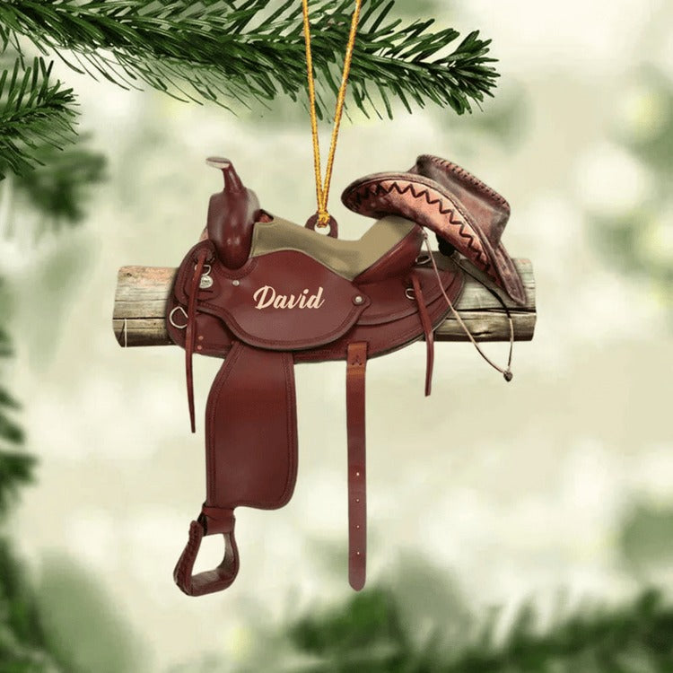 Personalized Horse Saddle Acrylic Ornament For Horse Lovers, Cowboy Cowgirl