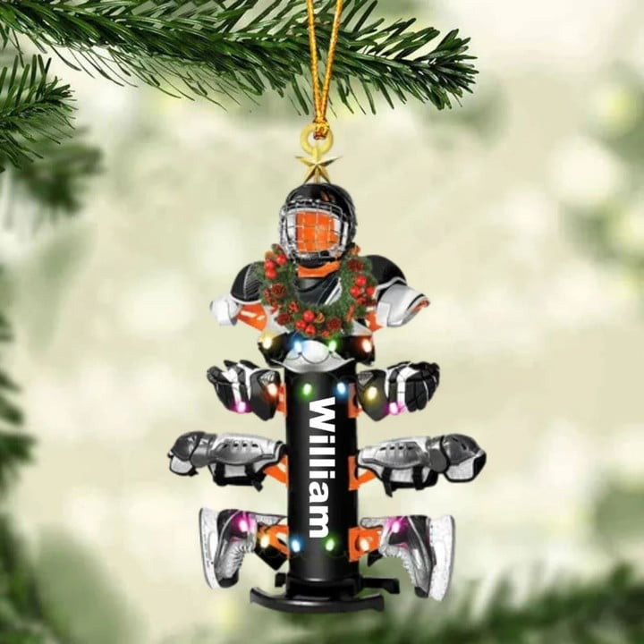 Personalized Hockey Equipment Drying Stand Acrylic Ornament, Custom Christmas Ornament Gifts For Hockey Player