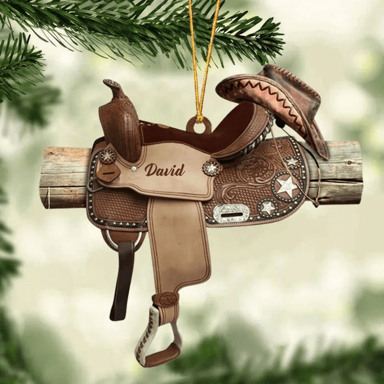 Personalized Horse Saddle Acrylic Ornament For Horse Lovers, Cowboy Cowgirl