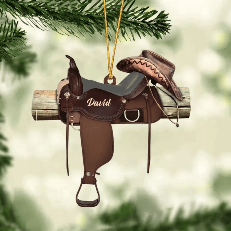 Personalized Horse Saddle Acrylic Ornament For Horse Lovers, Cowboy Cowgirl