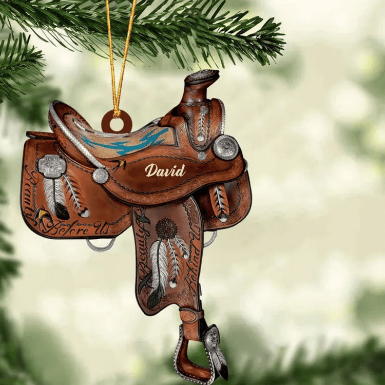 Personalized Horse Saddle Acrylic Ornament For Horse Lovers, Cowboy Cowgirl