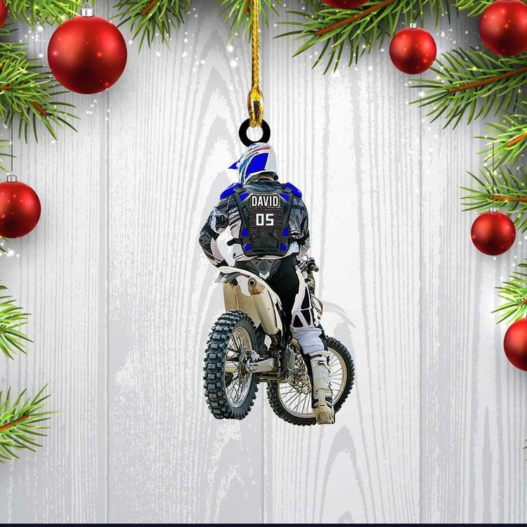 Personalized Motocross Racer Car Ornament, Customized Car Ornament For Motocross Lovers