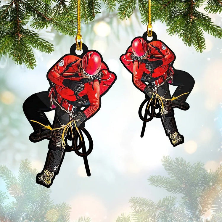 Personalized Climbing Christmas Ornament, Custom Name Climbing Man Acrylic Ornament