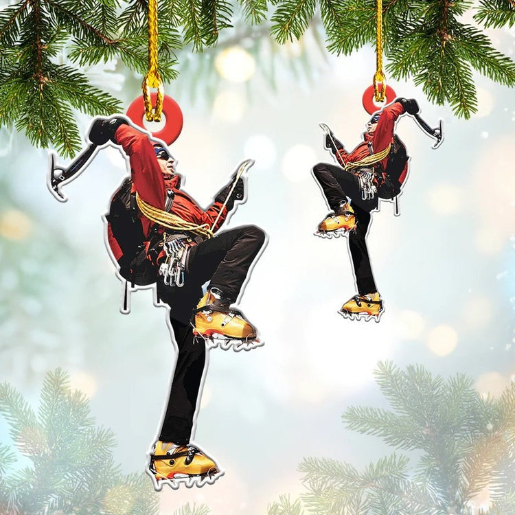 Personalized Climbing Christmas Ornament, Custom Name Climbing Man Acrylic Ornament