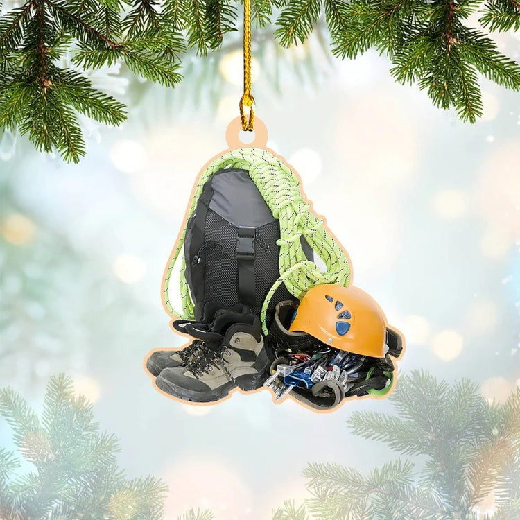 Personalized Climbing Christmas Ornament, Custom Name Climbing Man Acrylic Ornament