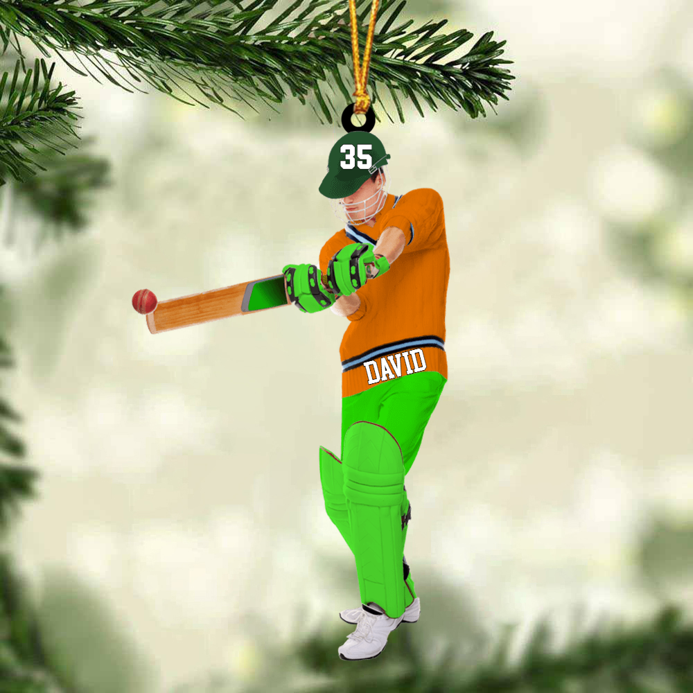 Personalized Cricket Man Player Acrylic Christmas Ornament, Cricket Team Gift For Him, Cricket Lovers