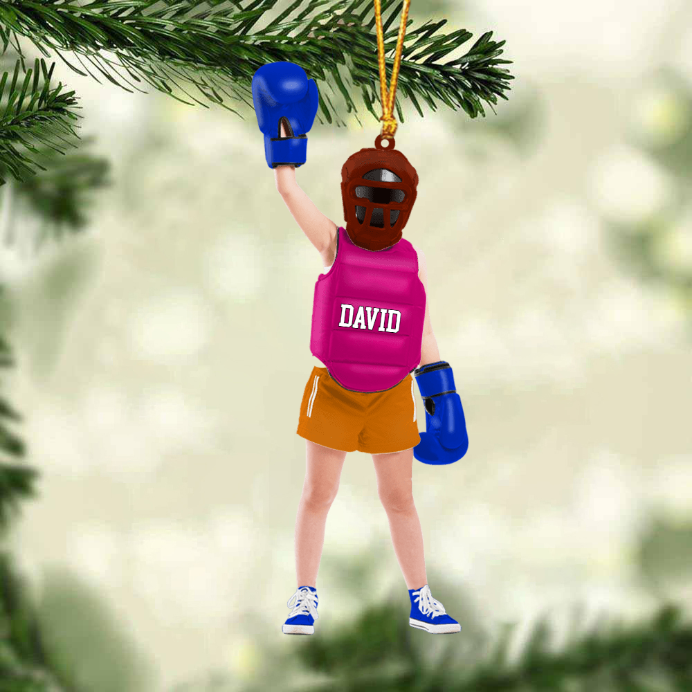 Personalized Girl Boy Boxer Acrylic Christmas Ornament - Christmas Gift For Boxing Lovers Kids, Boxing Players