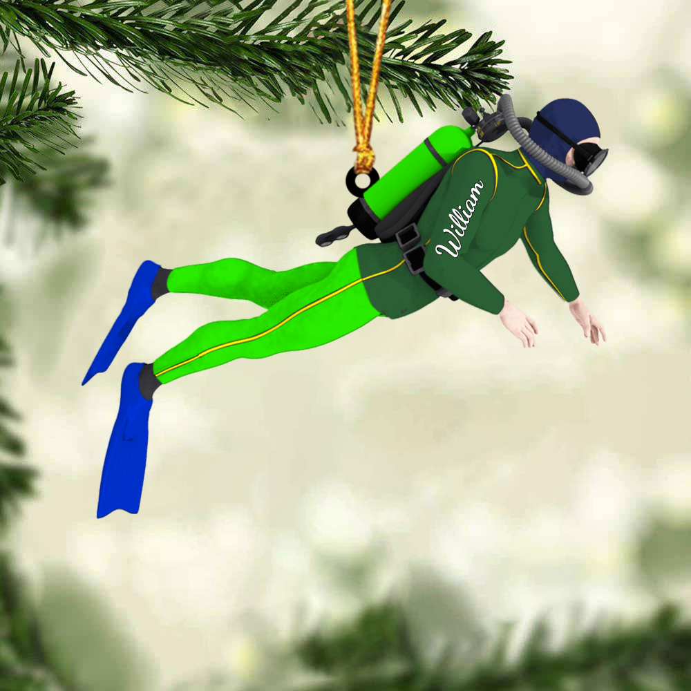 Personalized Diver Acrylic Christmas Ornament, Scuba Diving Ornaments For Diving Lovers, Divers, Christmas Gifts