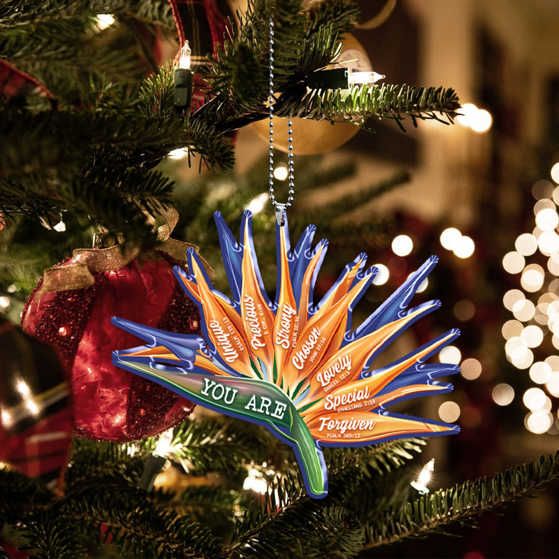 Bird Of Paradise Flower You Are Unique Acrylic Car Ornament, Perfect Christmas Gift For Family, Friends, Holiday Decor