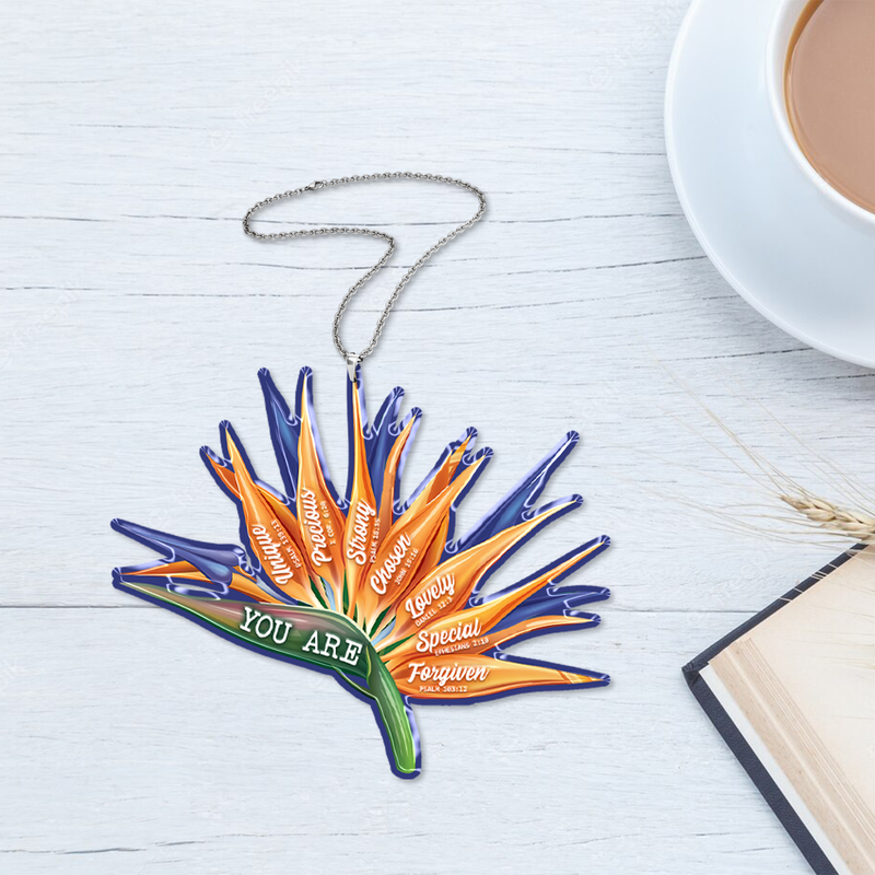 Bird Of Paradise Flower You Are Unique Acrylic Car Ornament, Perfect Christmas Gift For Family, Friends, Holiday Decor