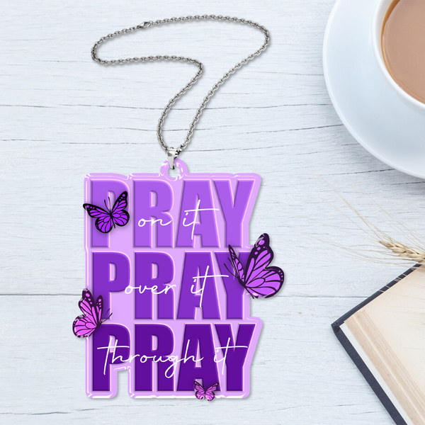 Purple Butterflies Pray On It Acrylic Ornament, Perfect Christmas Gift For Family, Friends