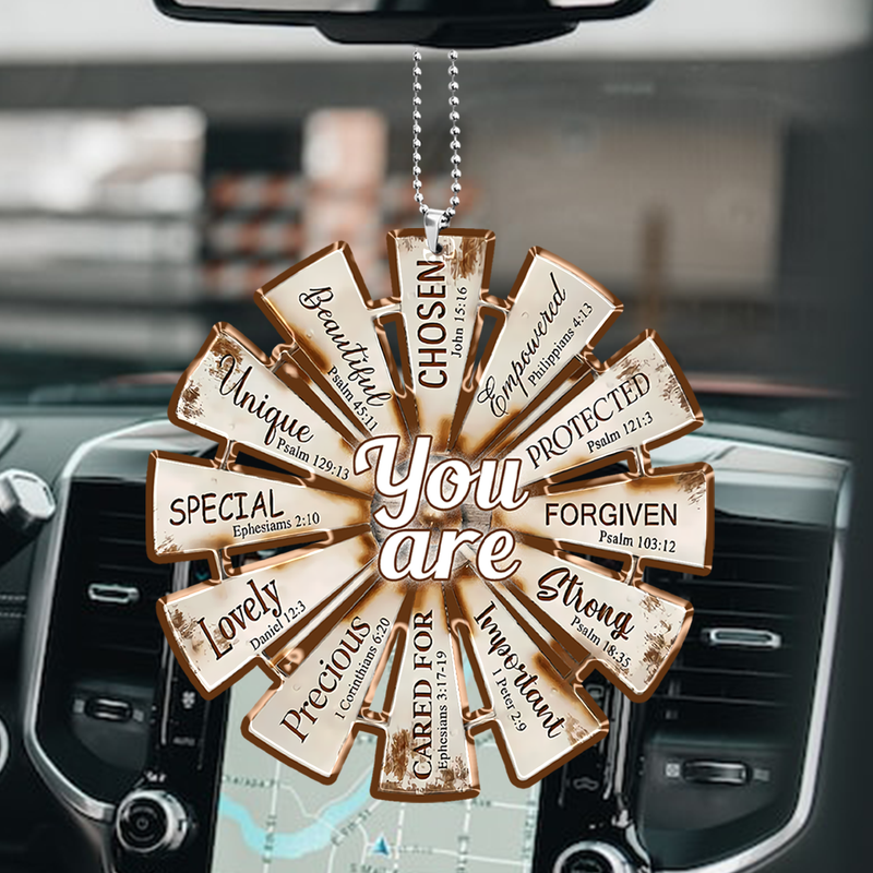 Rusted Windmill You Are Unique Acrylic Car Ornament, Perfect Christmas Gift For Family, Friends, Holiday Decor