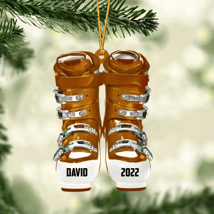 Personalized Skiing Roller Skate Christmas Acrylic Ornament, Custom Name Acrylic Ornament For Snowboarding Player