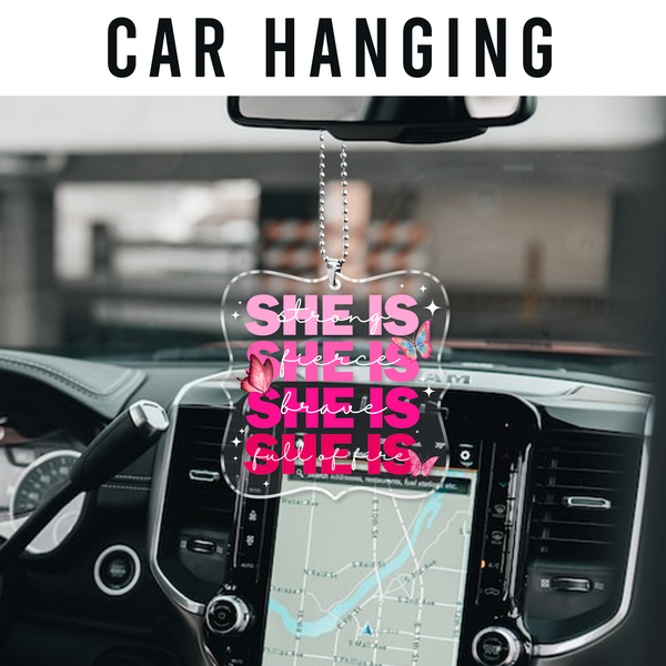 She Is Strong Pink Butterflies Christian Acrylic Ornament, Perfect Christmas Gift For Family, Friends, Holiday Decor