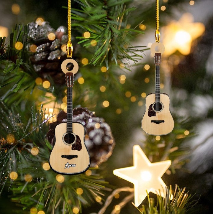 Personalized Classic Guitar Custom Name Ornament Christmas Acrylic Custom Shape Ornament For Guitar Players