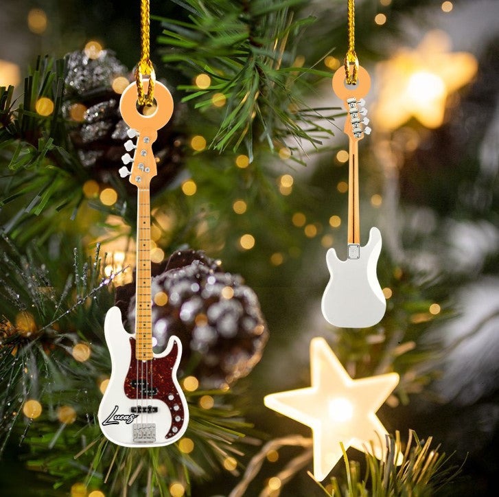 Personalized Classic Guitar Custom Name Ornament Christmas Acrylic Custom Shape Ornament For Guitar Players