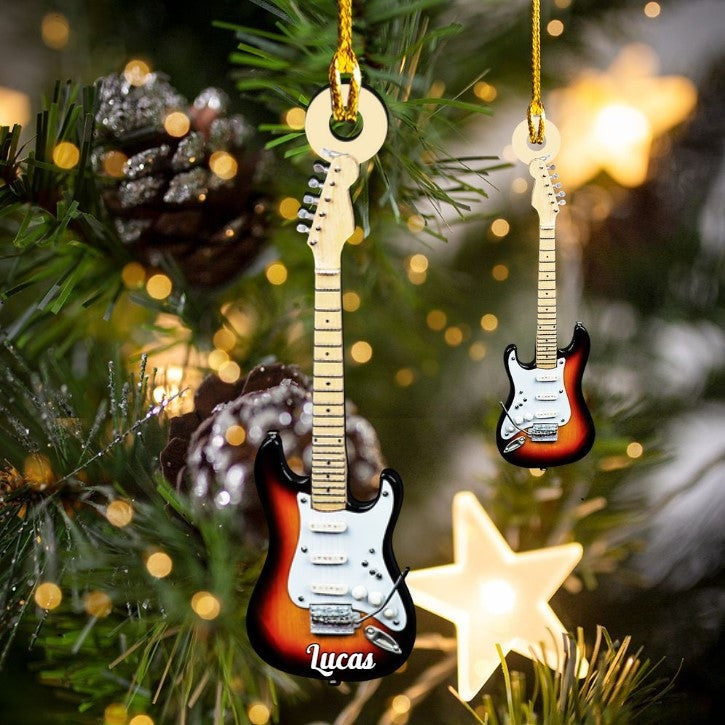 Personalized Classic Guitar Custom Name Ornament Christmas Acrylic Custom Shape Ornament For Guitar Players