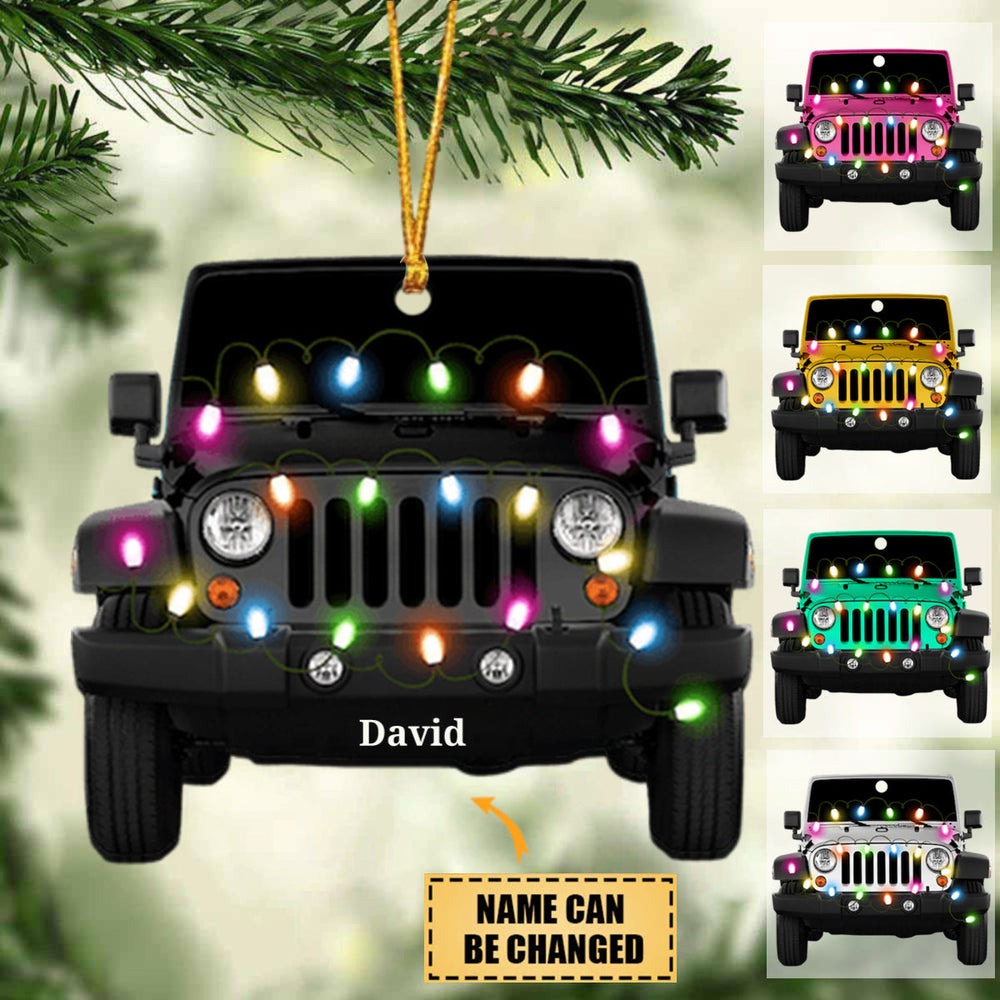 Personalized Christmas Light Off-road Car Acrylic Ornament, Custom Christmas Ornament Gifts For Off-road Lovers, Jee Car
