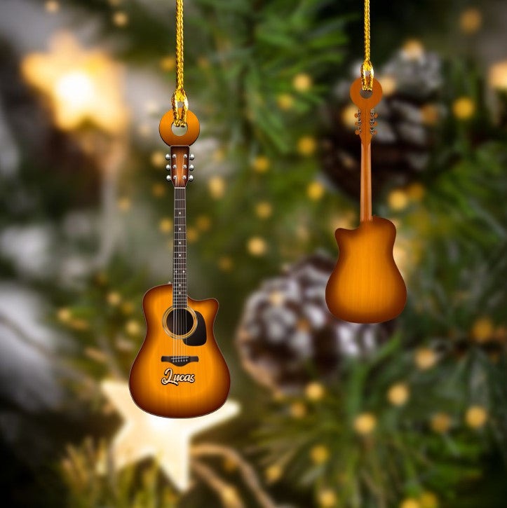 Personalized Classic Guitar Custom Name Ornament Christmas Acrylic Custom Shape Ornament For Guitar Players