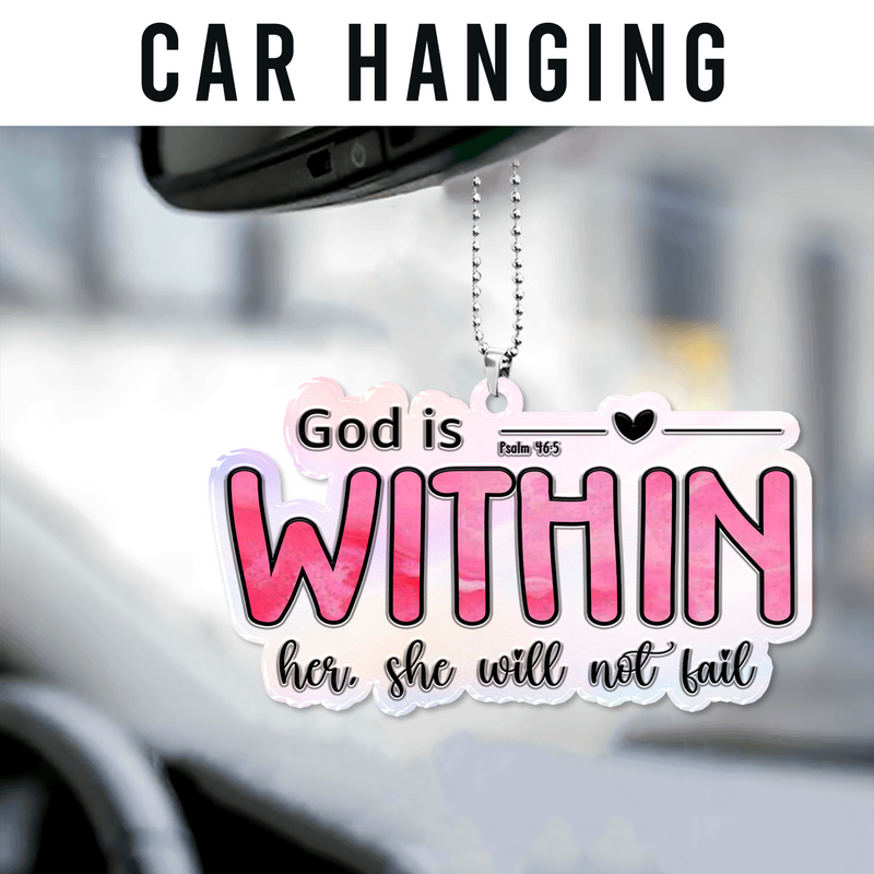 God Is Within Her Pink Acrylic Ornament, Perfect Christmas Gift For Family, Friends