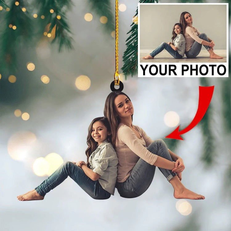 Custom Photo Family Dad Mom Daughter Sister Acrylic Ornament, Best Christmas Gift For Family