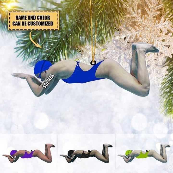 Personalized Female Swimming Christmas Acrylic Ornament For Swimmer Athlete Team, Swimming Lovers