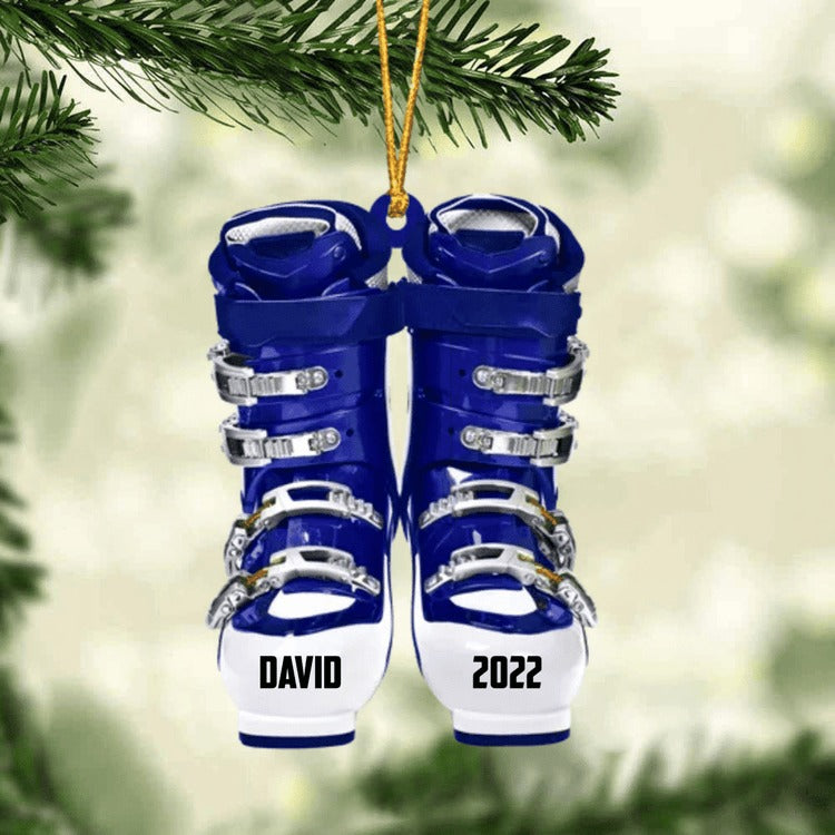 Personalized Skiing Roller Skate Christmas Acrylic Ornament, Custom Name Acrylic Ornament For Snowboarding Player