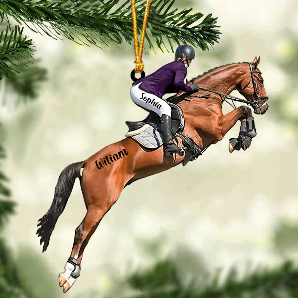 Customized Equestrian Girl Acrylic Christmas Ornament, Equestrian Ornament Gift For Horse Lovers, Her, Wife, Christmas Gifts