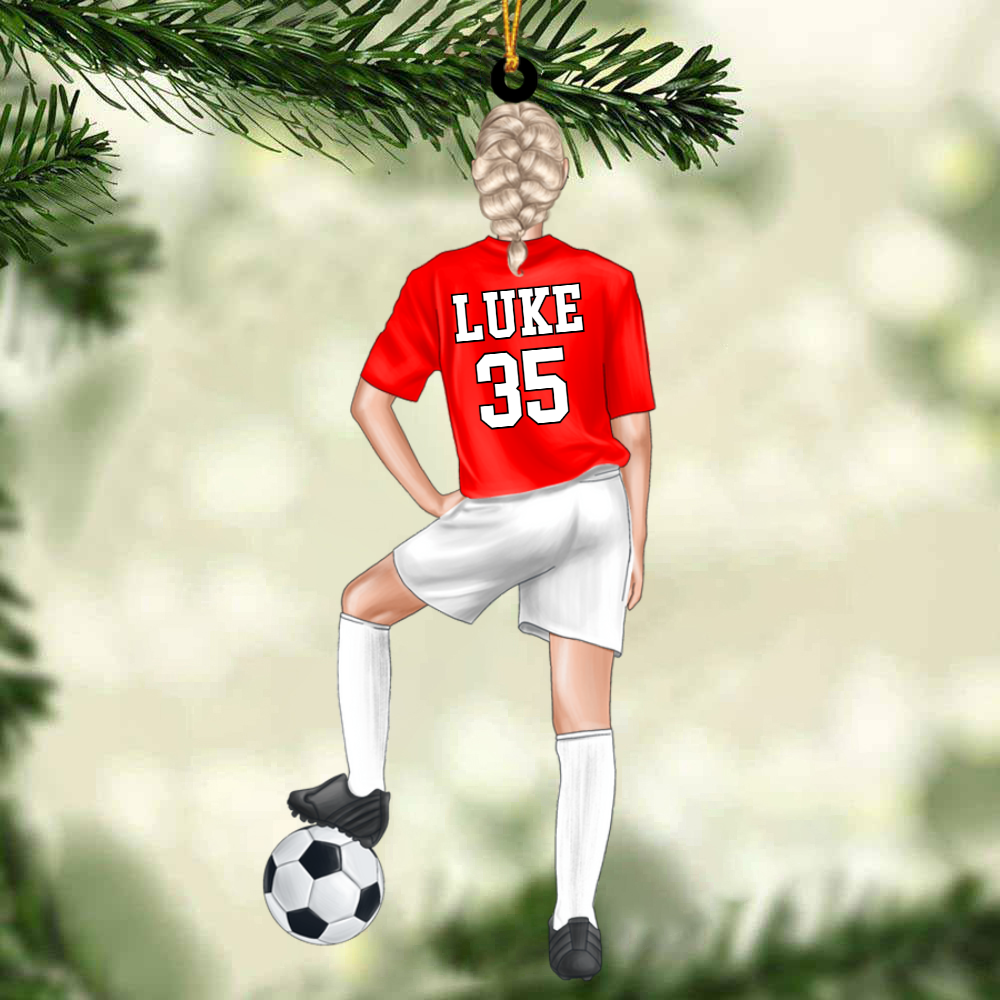 Customized Soccer Female Players Christmas Ornament, Soccer Team Gift For Daughter, Football Players, Football Lovers