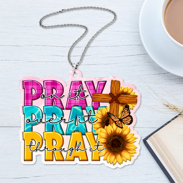 Sunflower Butterfly Cross Pray On It Acrylic Ornament, Perfect Christmas Gift For Family, Friends