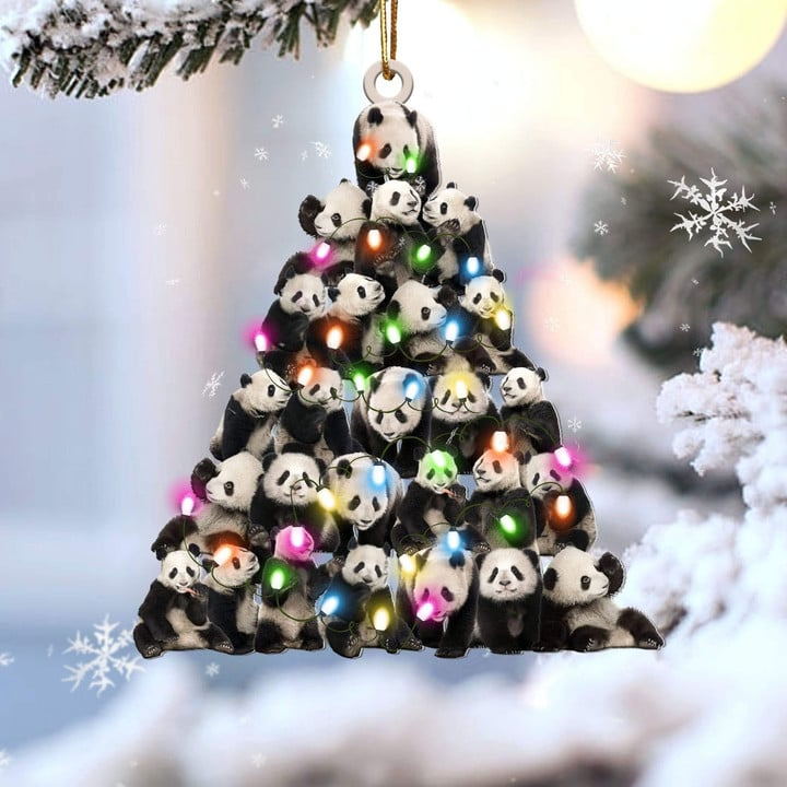 Panda Christmas Tree Acrylic Ornament, Panda Gifts For Decor Home, Christmas Gift For Panda Lovers, Animal Lovers