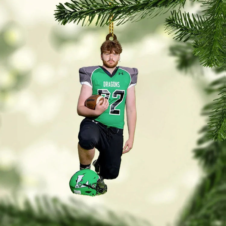 Custom Photo Young Man Football Player Acrylic Ornament, Custom Christmas Ornament Gift For Son, Football Lovers