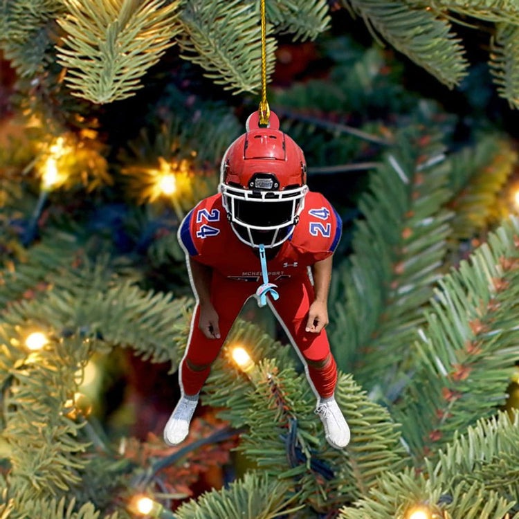 Custom Photo Young Man Football Player Acrylic Ornament, Custom Christmas Ornament Gift For Son, Football Lovers