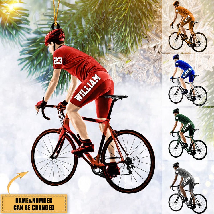 Personalized Cyclist Acrylic Ornament, Gift For Cyclists - Best Custom Shape Ornament Christmas Decor