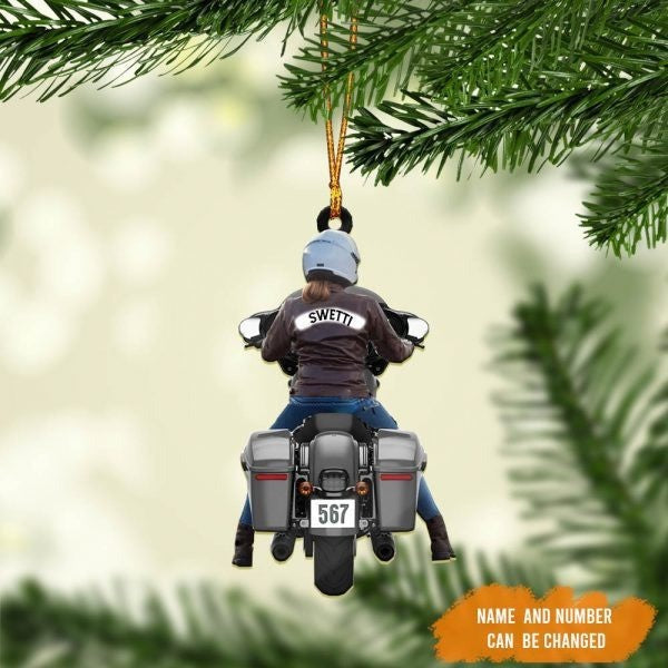 Personalized Biker Women Street Glide Road Glide Colorful Motorcycle Acrylic Ornament For Women