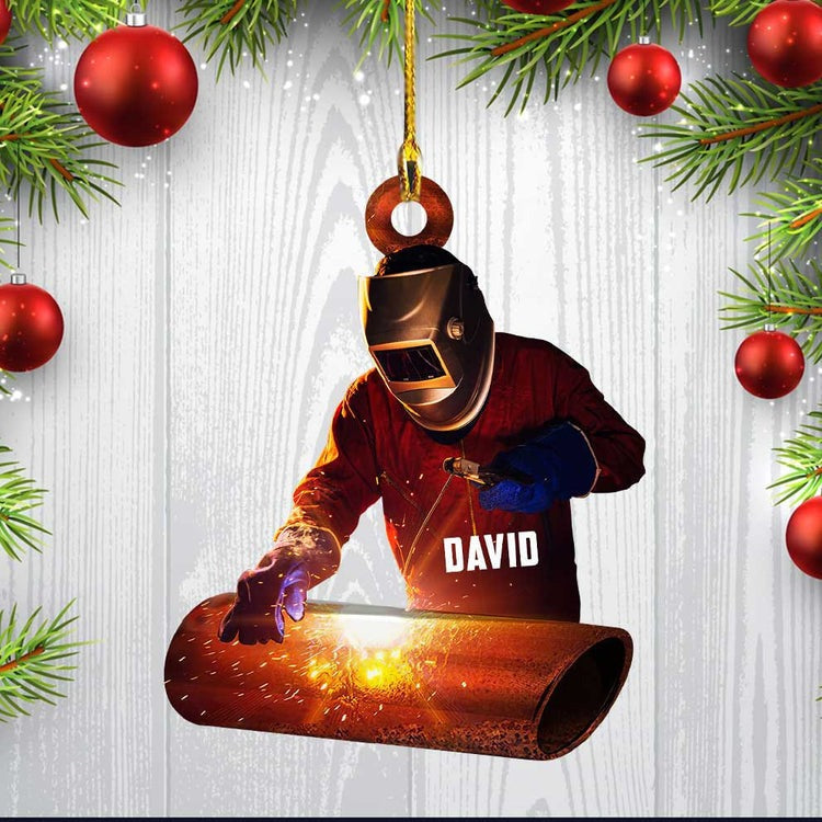 Customized Name Welder Christmas Acrylic Ornament, Custom Christmas Ornament Gift For Welder