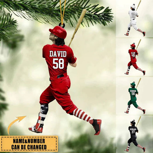 Personalized Man Baseball Player Acrylic Ornament, Great Christmas Ornament Gift For Baseball Lovers, Son, Grandson