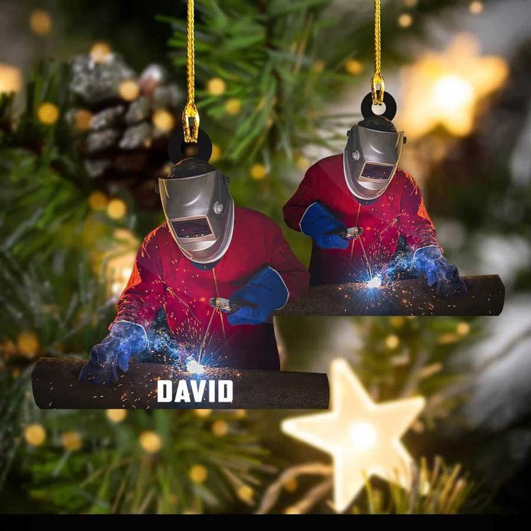 Customized Name Welder Christmas Acrylic Ornament, Custom Christmas Ornament Gift For Welder
