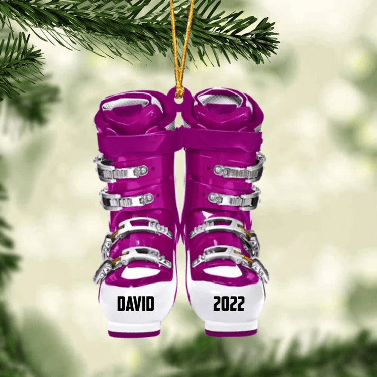 Personalized Skiing Roller Skate Christmas Acrylic Ornament, Custom Name Acrylic Ornament For Snowboarding Player