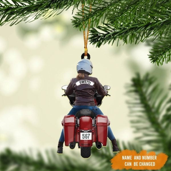 Personalized Biker Women Street Glide Road Glide Colorful Motorcycle Acrylic Ornament For Women