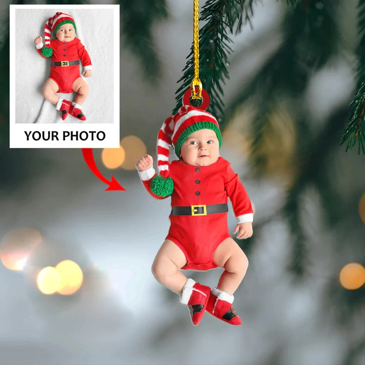 Custom Baby Photo Acrylic Ornament, Best First Christmas Ornament For Baby, Mom Dad, Family