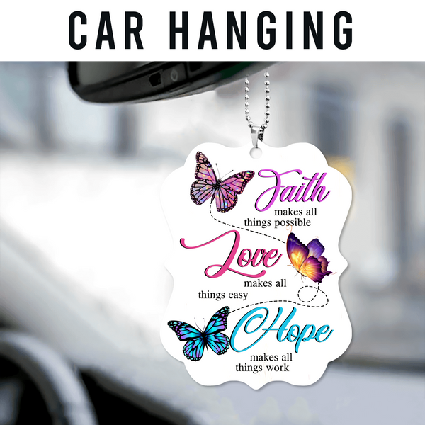 Colorful Butterfly Faith Hope Love Acrylic Ornament, Perfect Christmas Gift For Family, Friends