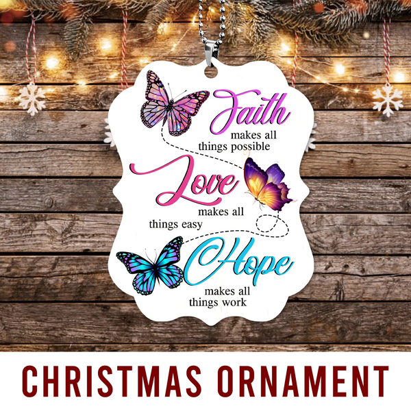Colorful Butterfly Faith Hope Love Acrylic Ornament, Perfect Christmas Gift For Family, Friends