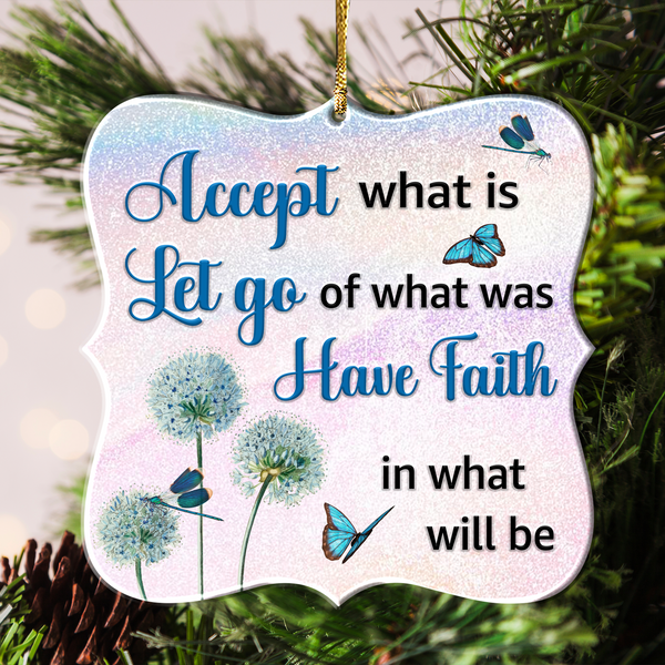 Dandelion Blue Butterfly Have Faith Acrylic Ornament, Perfect Christmas Gift For Family, Friends