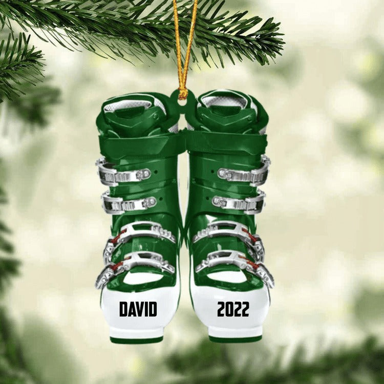 Personalized Skiing Roller Skate Christmas Acrylic Ornament, Custom Name Acrylic Ornament For Snowboarding Player
