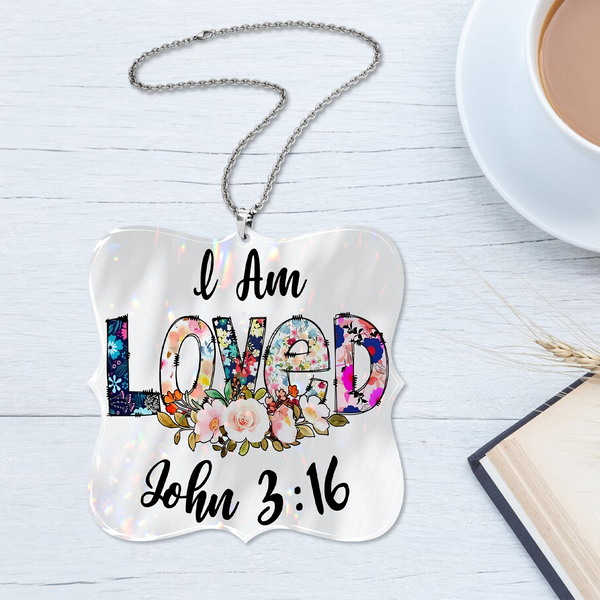 Flowers I Am Loved Christian Acrylic Ornament, Perfect Christmas Gift For Family, Friends, Holiday Decor