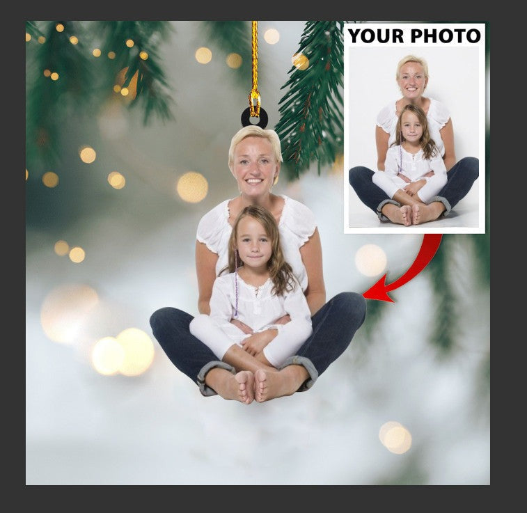 Custom Photo Mom And Daughter Acrylic Ornament, Greats Christmas Ornament Gifts For Mom Daughter Family