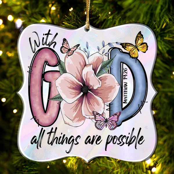 Flower Butterfly With God Christian For Women Acrylic Ornament, Perfect Christmas Gift For Family, Friends