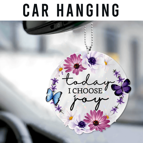 Daisy Flower Butterfly Today I Choose Joy Acrylic Ornament, Perfect Christmas Gift For Family, Friends