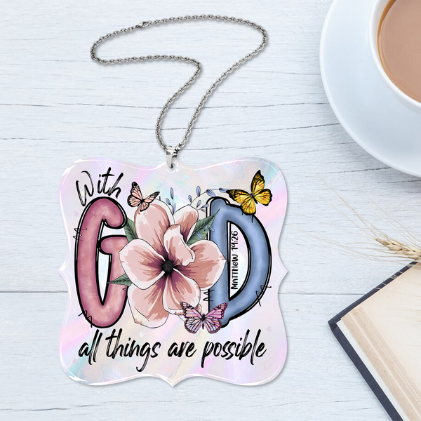 Flower Butterfly With God Christian For Women Acrylic Ornament, Perfect Christmas Gift For Family, Friends